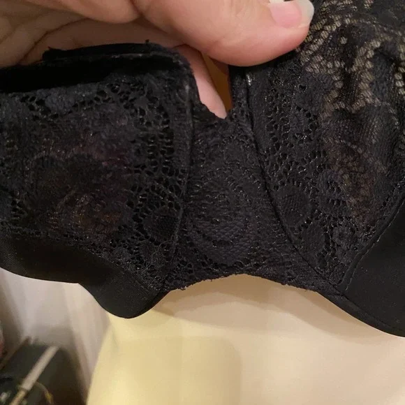 Glamorise RN 15564 BlackWonder Wire Lace Cup Underwired T Shirt Bra Size 36F EUC - Picture 4 of 15